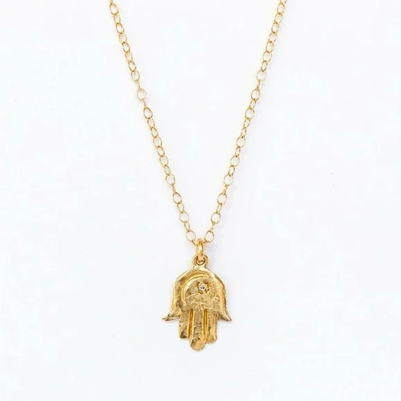 NWOT Victoria Cunningham Hamsa Crescent Moon Necklace - Picture 9 of 10
